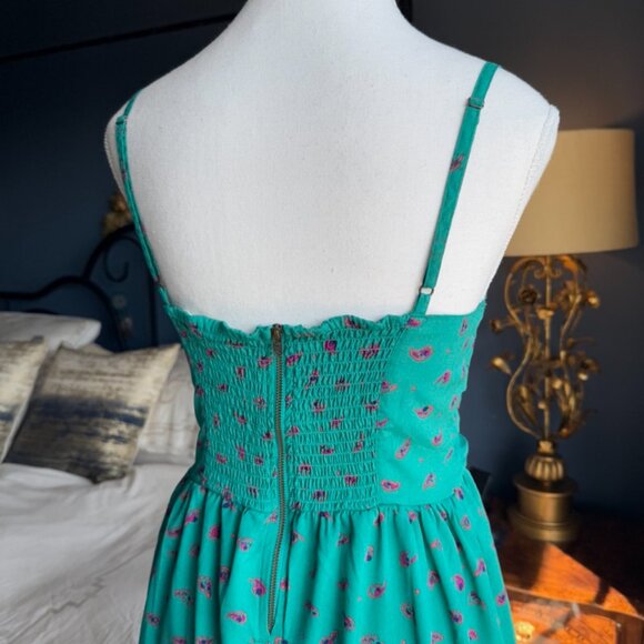 3 For $25 Roxy Mini Teal w Pink Paisley Mini Dress - Picture 6 of 10